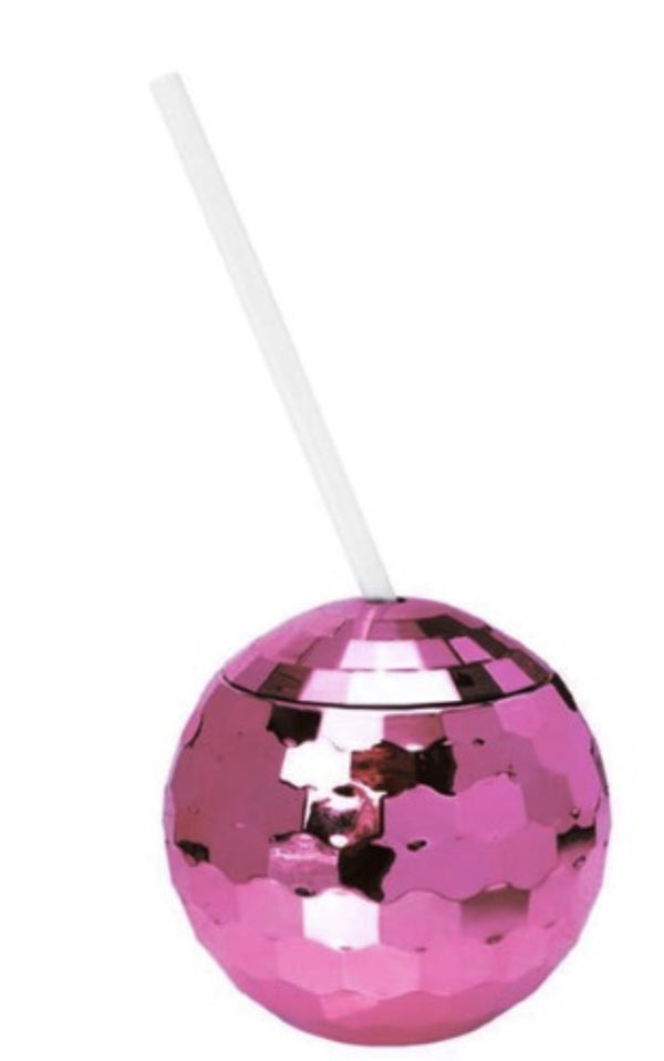 Disco Ball Cup & Straw Pink